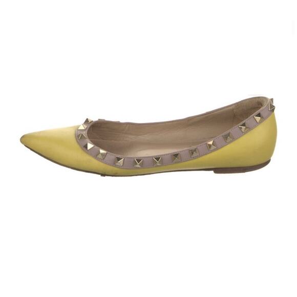 Authentic Valentino Garavani Rockstud Ballerina Yellow Flat Size EU 36 US 5.5 - Picture 3 of 8